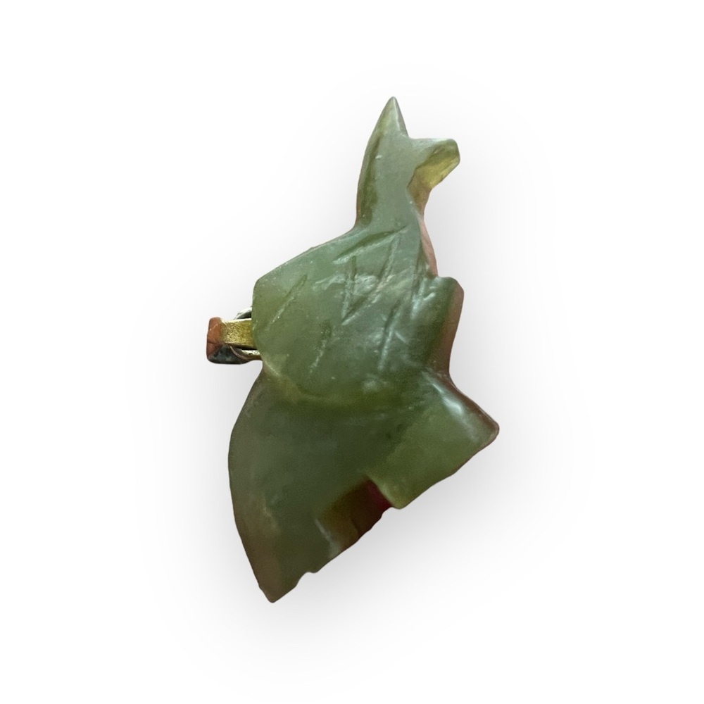 Vintage Carved Jade Elephant Pendant Charm